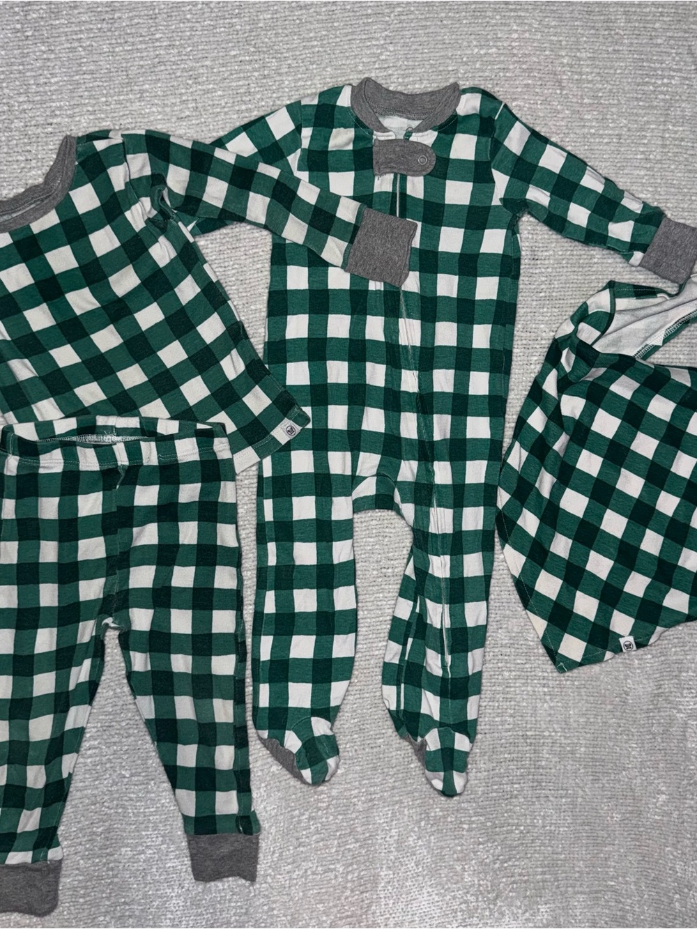 Christmas Matching Green Buffalo Plaid Baby One-Piece,toddler Pjs,dog bandanna